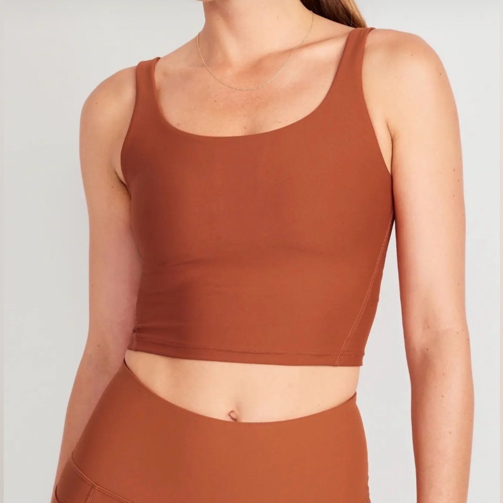 Women's Burnt Orange Cropped Tank with Light Support